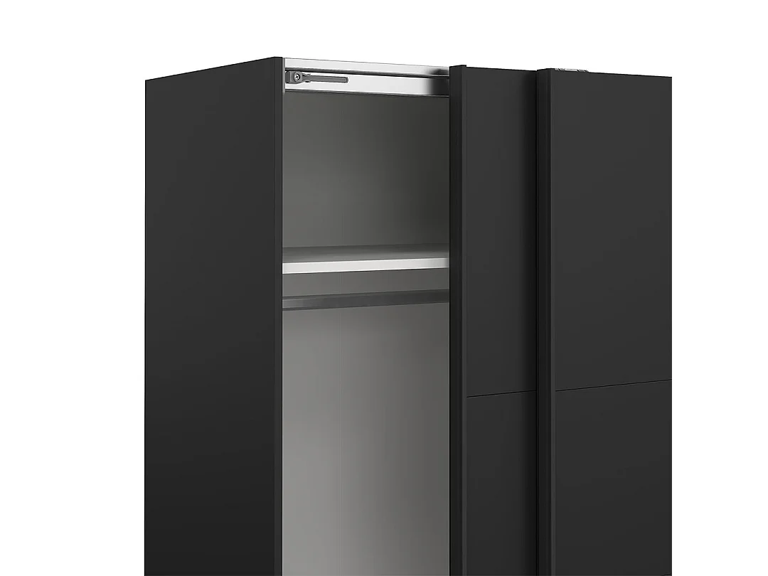 Catania Kleiderschrank 201x179x67cm, 2 Schiebetüren matt schwarz.