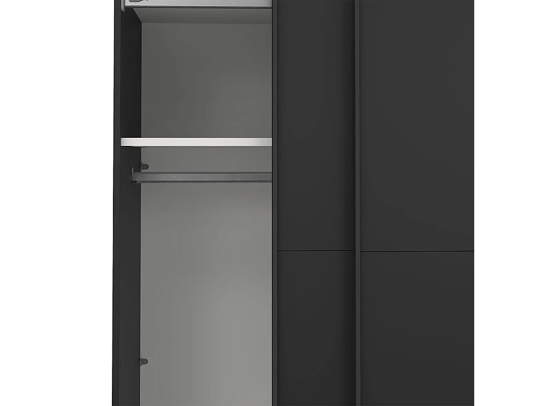 Catania Kleiderschrank 201x179x67cm, 2 Schiebetüren matt schwarz.
