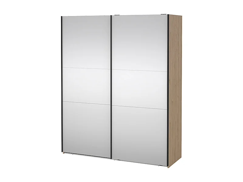 Como armoire coulissante 2 portes avec miroir 180x220cm chêne décor.