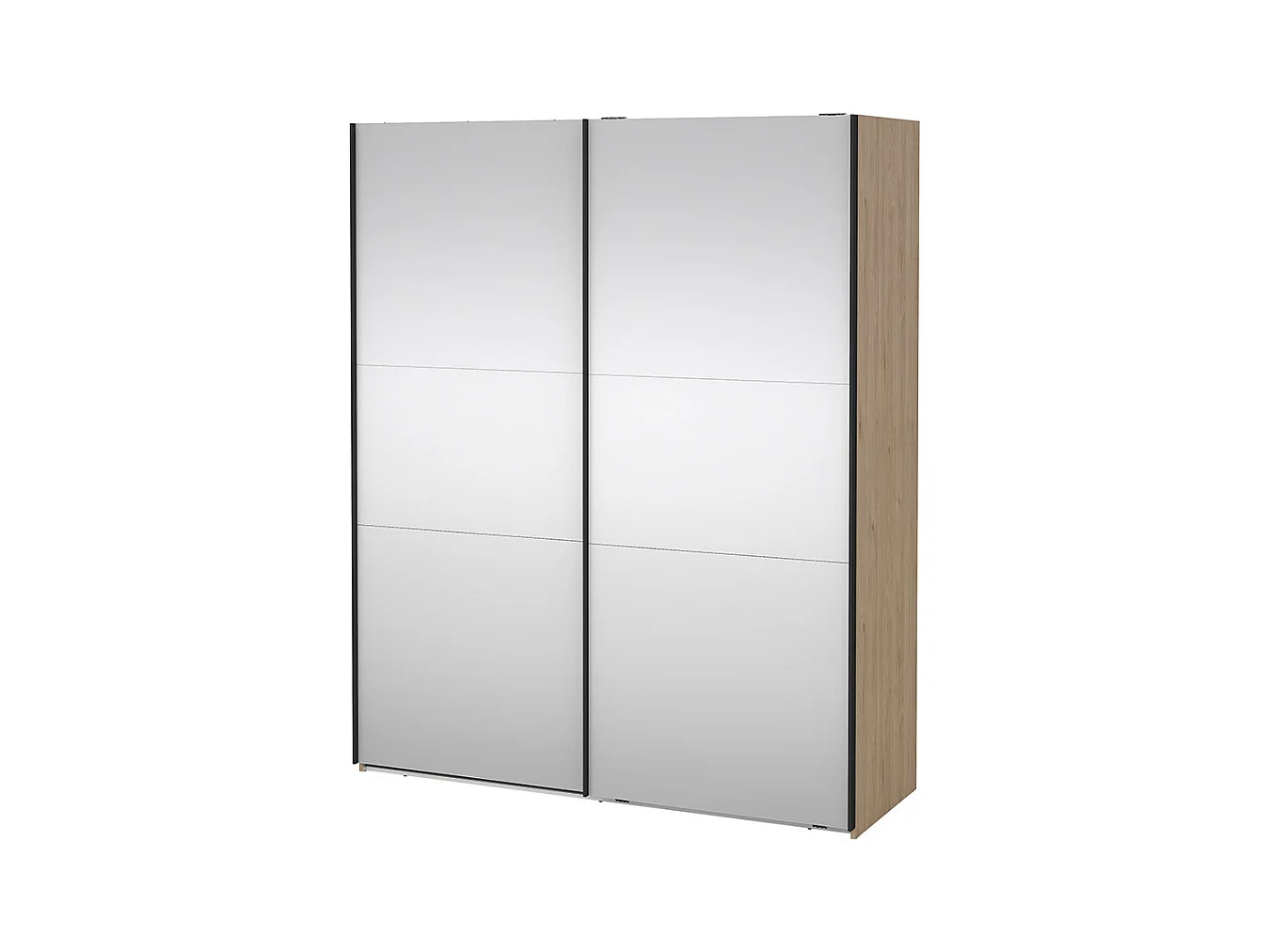 Como armoire coulissante 2 portes avec miroir 180x220cm chêne décor.