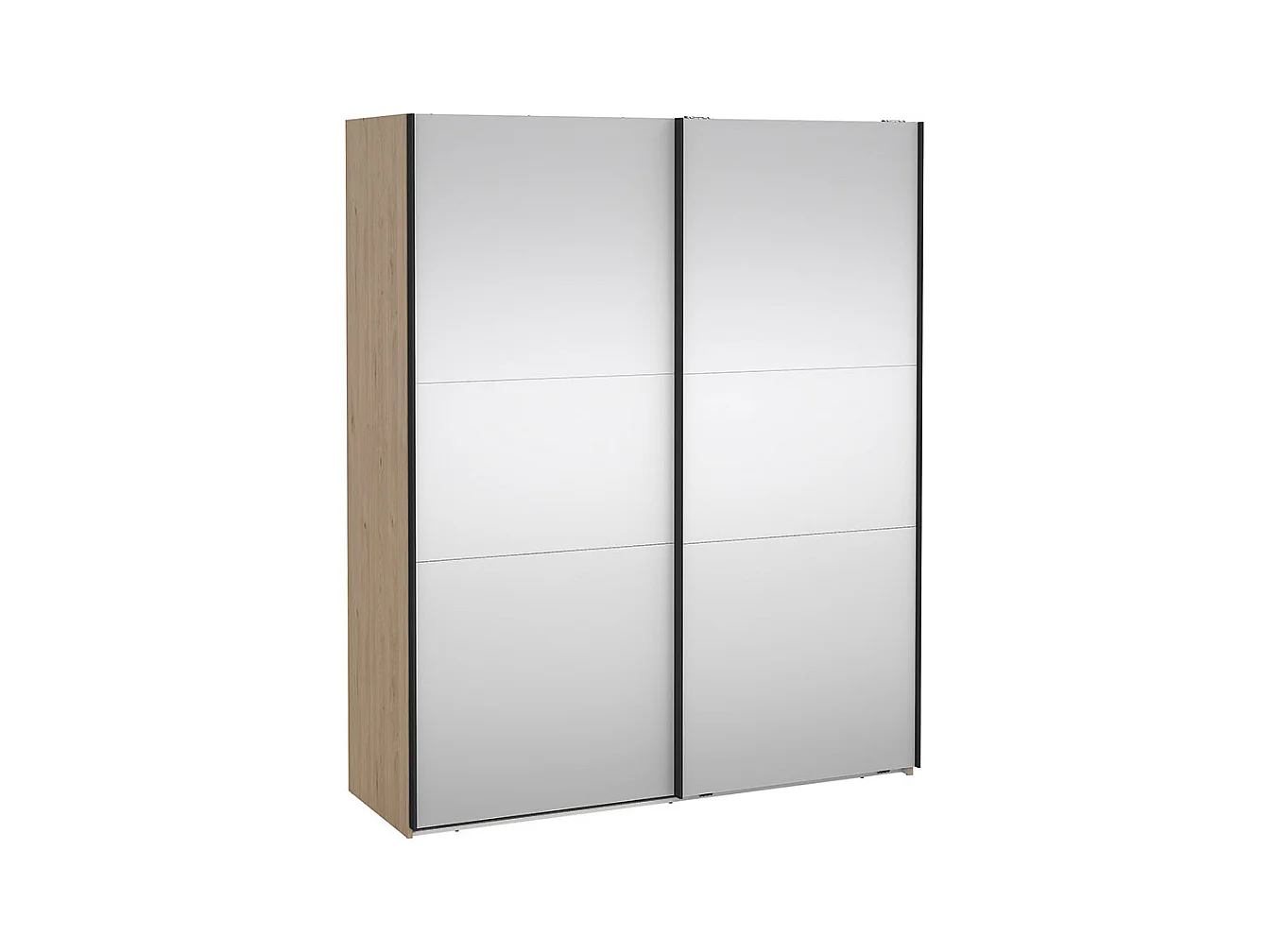 Como armoire coulissante 2 portes avec miroir 180x220cm chêne décor.
