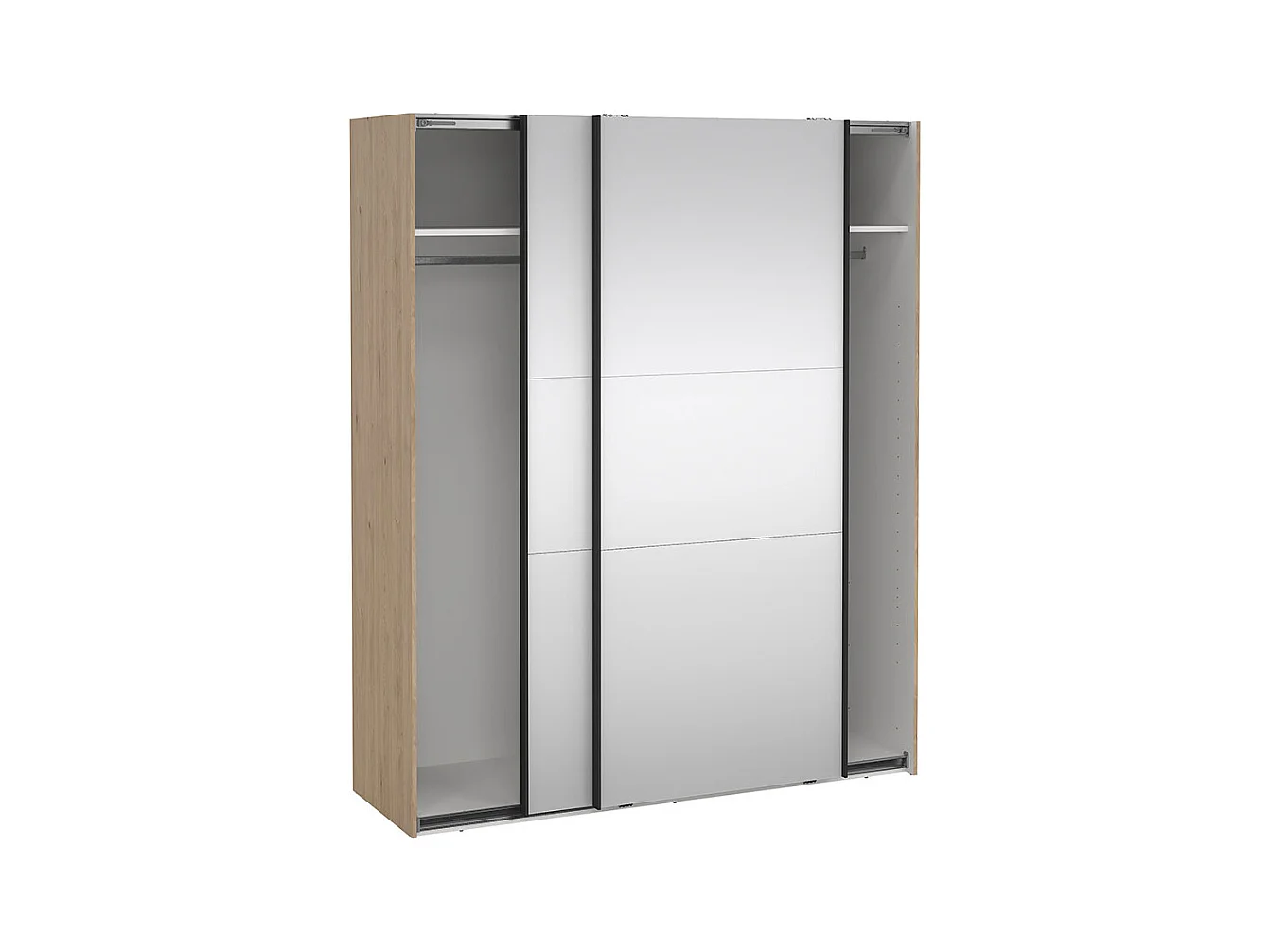 Como armoire coulissante 2 portes avec miroir 180x220cm chêne décor.