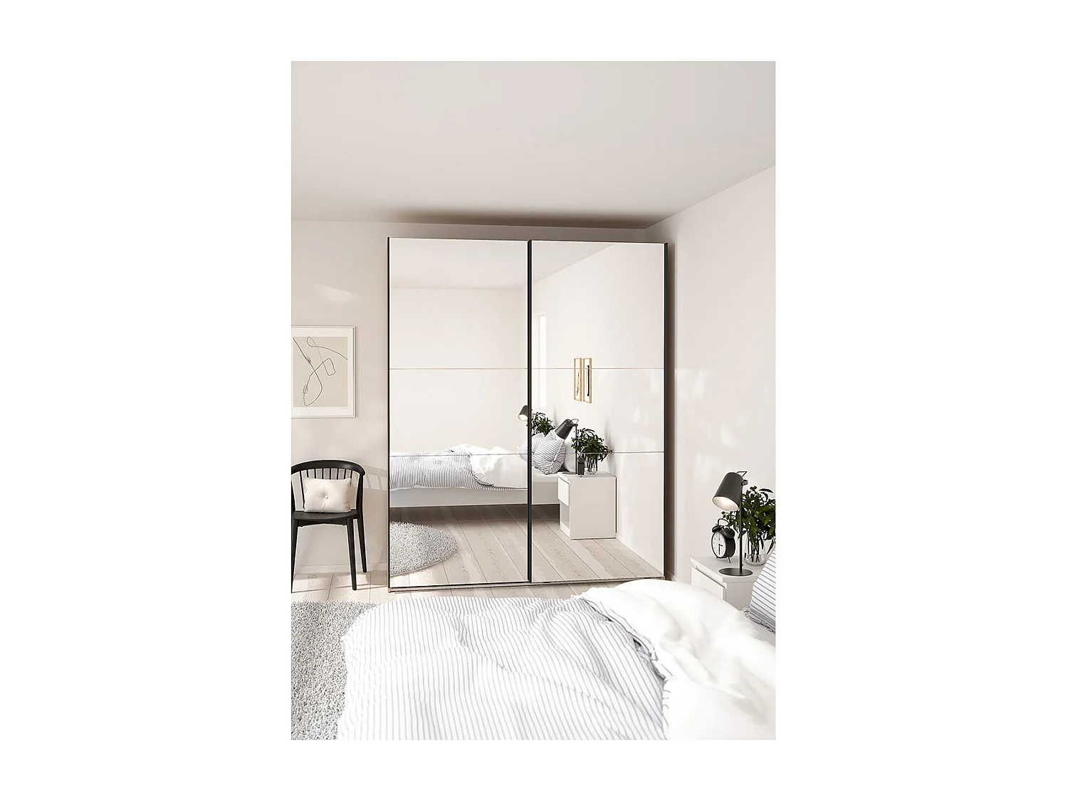 Como Schiebetürenschrank 2 Türen mit Spiegel 180x220cm Eiche Dekor.