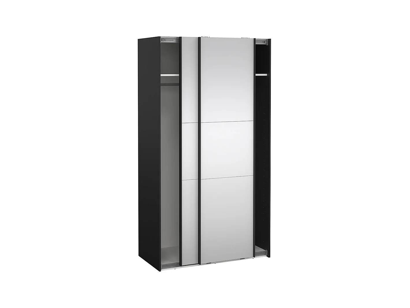 Como armoire coulissante 2 portes avec miroir 120x220cm noir mat.
