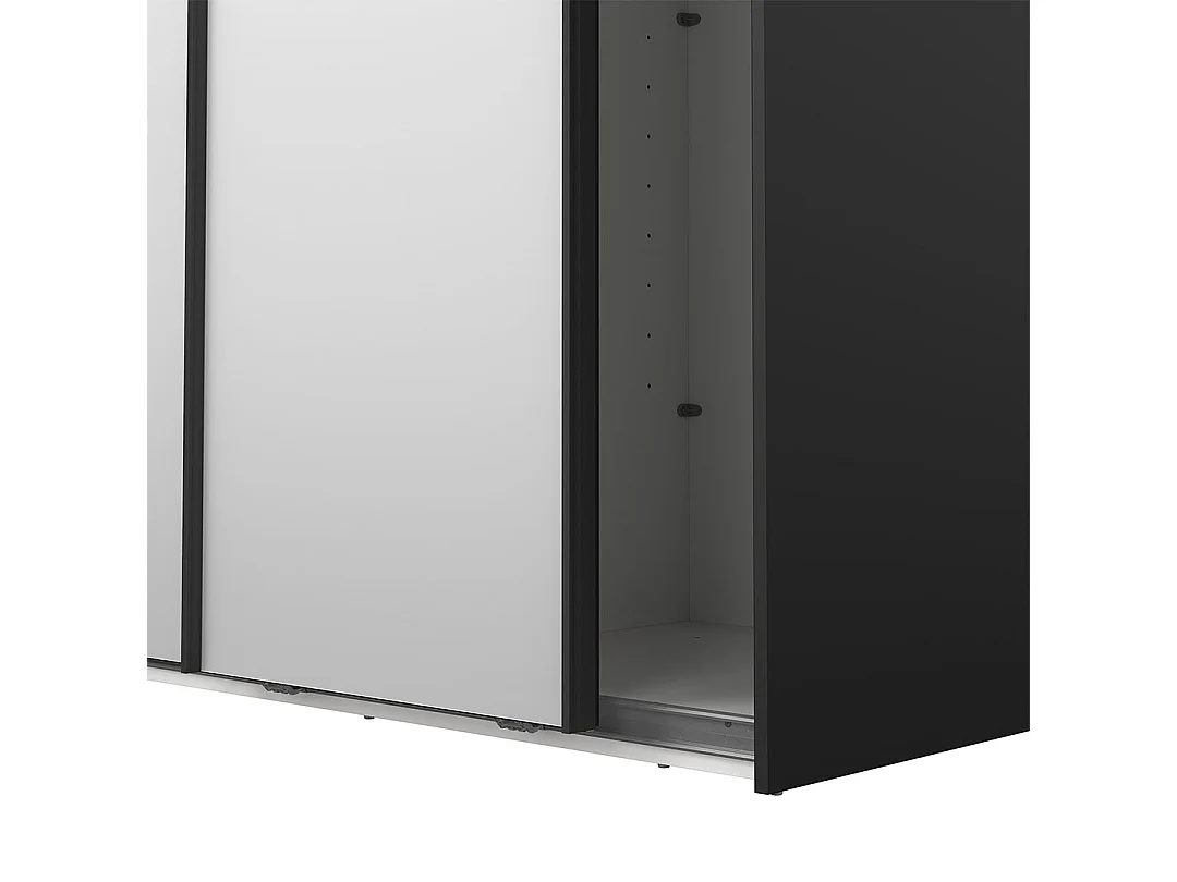 Como armoire coulissante 2 portes avec miroir 120x220cm noir mat.