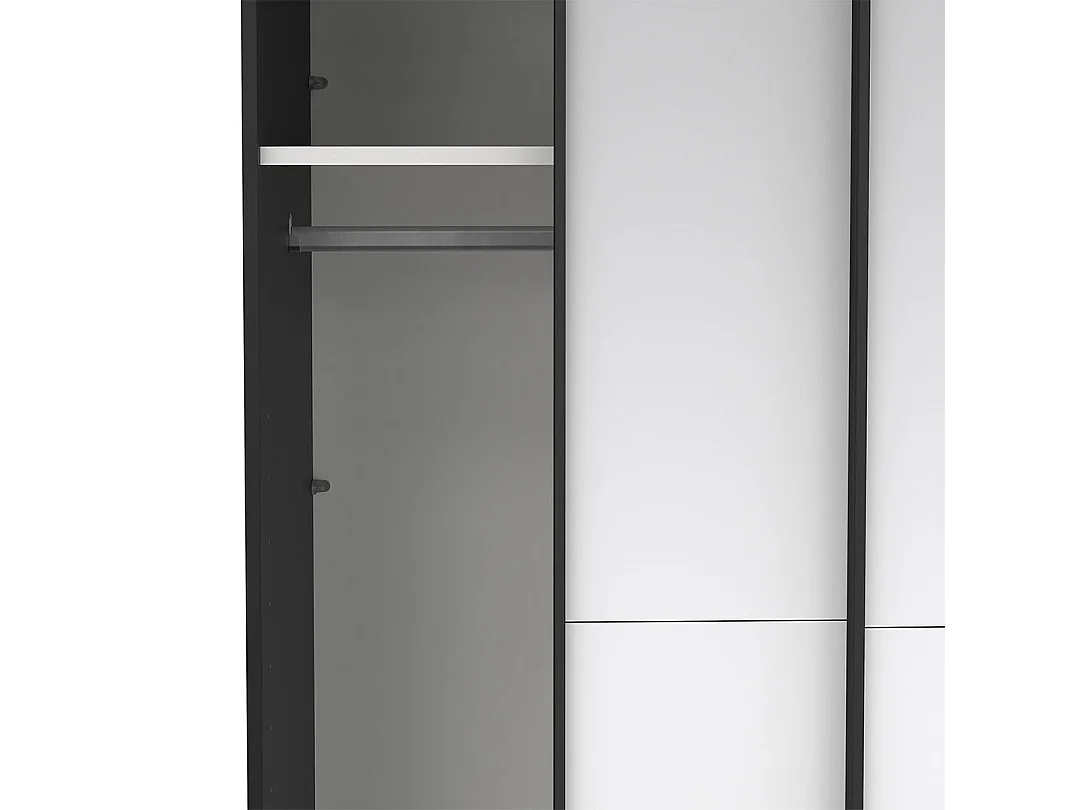 Como armoire coulissante 2 portes avec miroir 120x220cm noir mat.