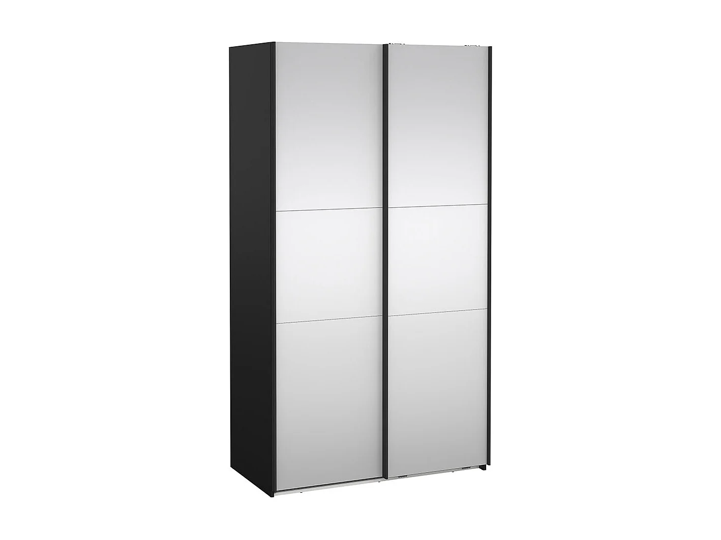Como armoire coulissante 2 portes avec miroir 120x220cm noir mat.
