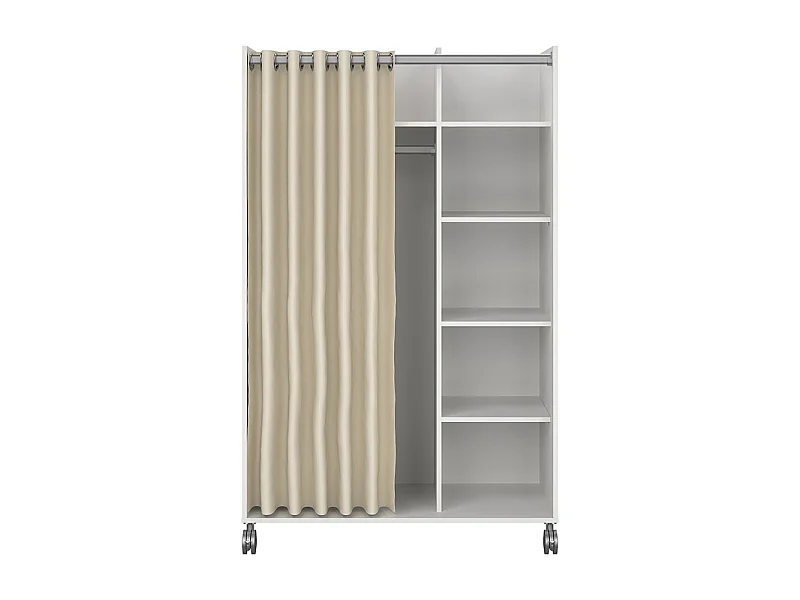 Kit Kleiderschrank 160x100x49cm, offen, Kleiderstangeneinsatz weiß, beige.