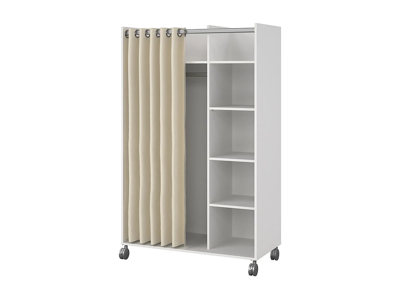 Kit Kleiderschrank 160x100x49cm, offen, Kleiderstangeneinsatz weiß, beige.