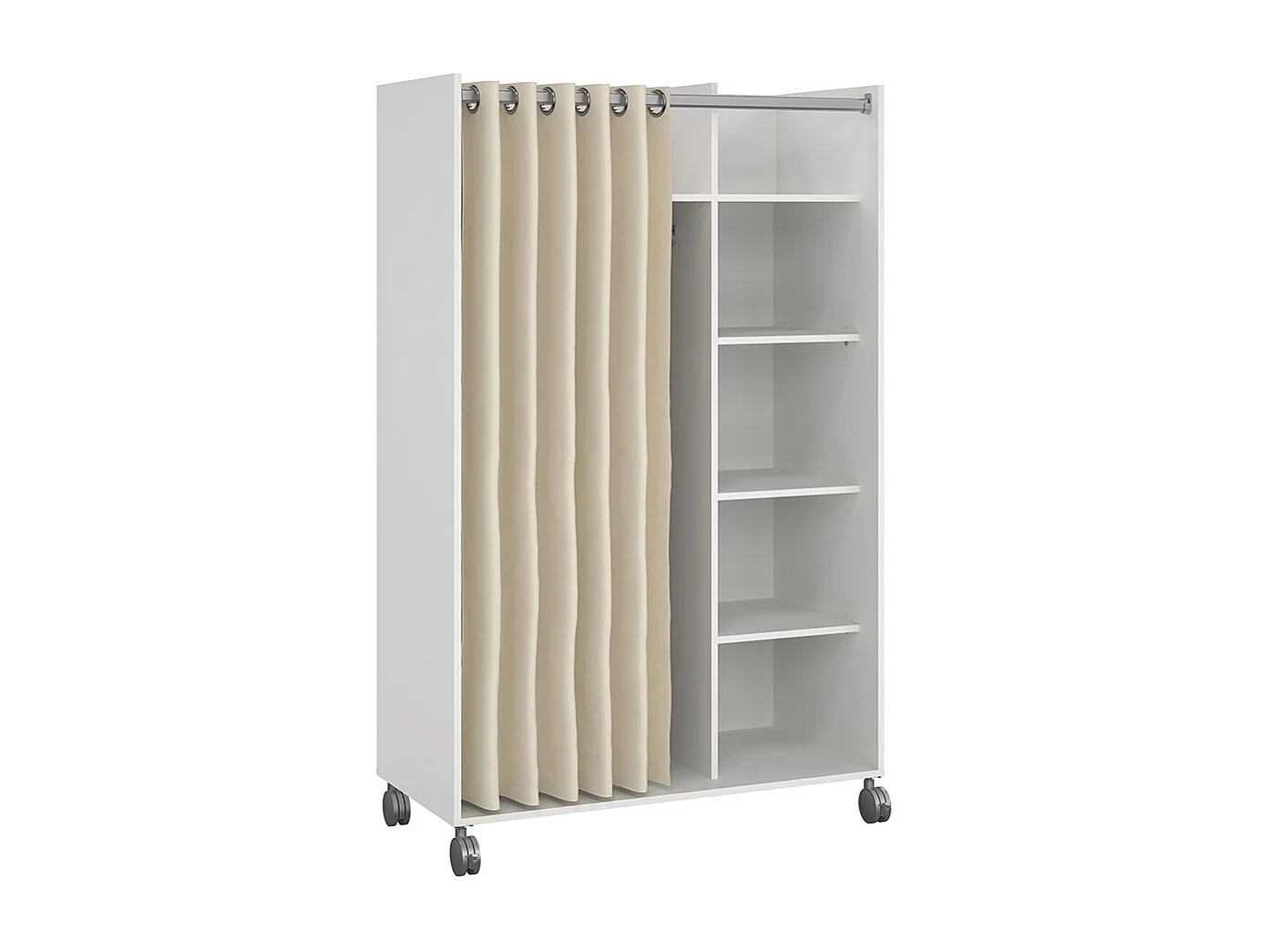 Kit Kleiderschrank 160x100x49cm, offen, Kleiderstangeneinsatz weiß, beige.