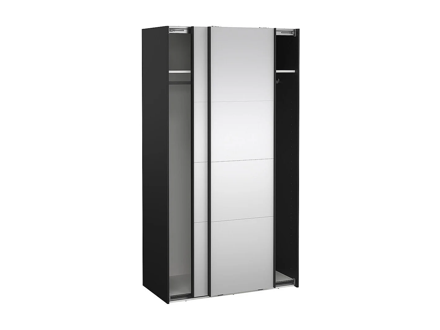 Catania armoire coulissante 2 portes avec miroir 120x220cm noir mat.