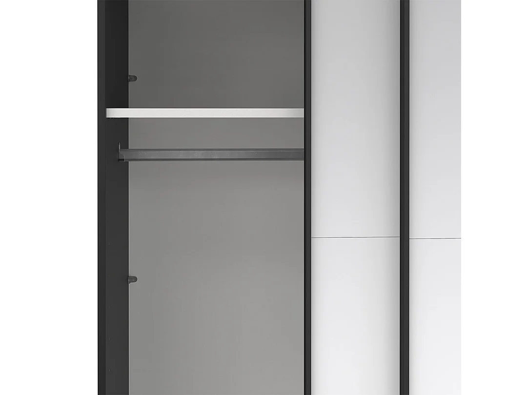 Catania armoire coulissante 2 portes avec miroir 120x220cm noir mat.