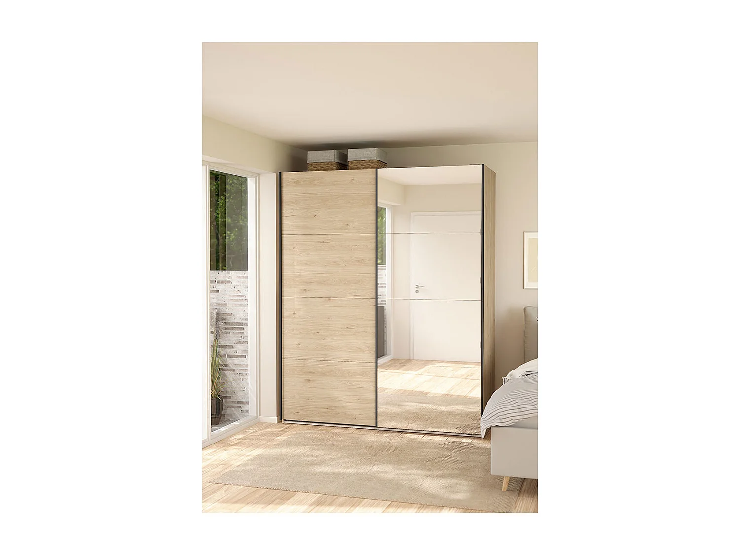 Bergamo Schiebetürenschrank 2 Türen 180x220cm Eiche Dekor.