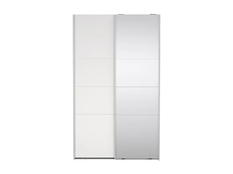 Catania Kleiderschrank 201x119x65cm, 1 Schiebetür, 1 Schiebetür mit Spiegel weiß.