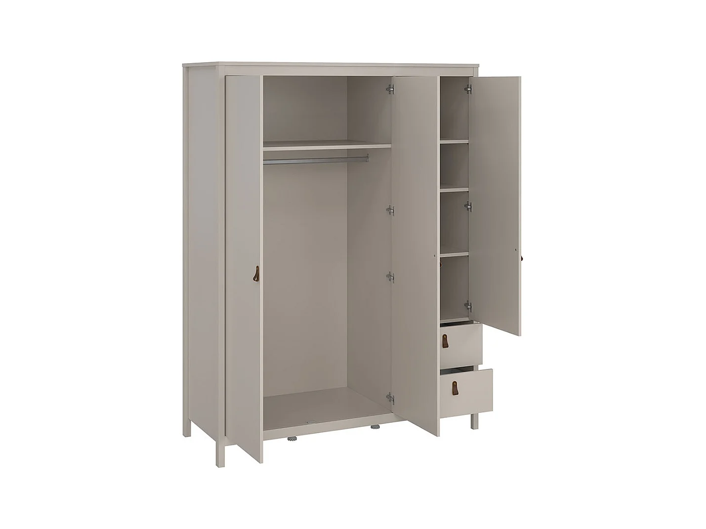 Madrid armoire de rangement 3 portes 150x200cm cachemire.