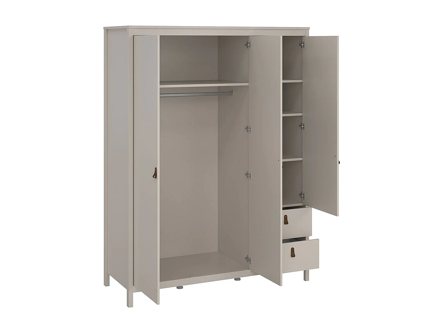 Madrid armoire de rangement 3 portes 150x200cm cachemire.