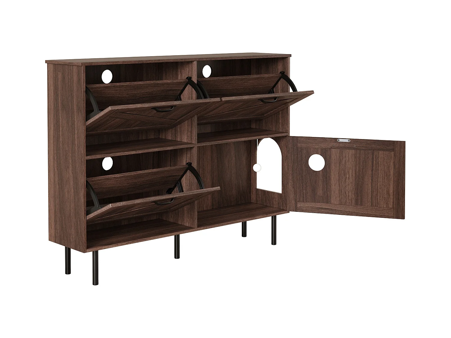 Meuble à chaussures étroit à 3 volets - 120 x 28 x 92 cm - avec rangement - aggloméré - marron