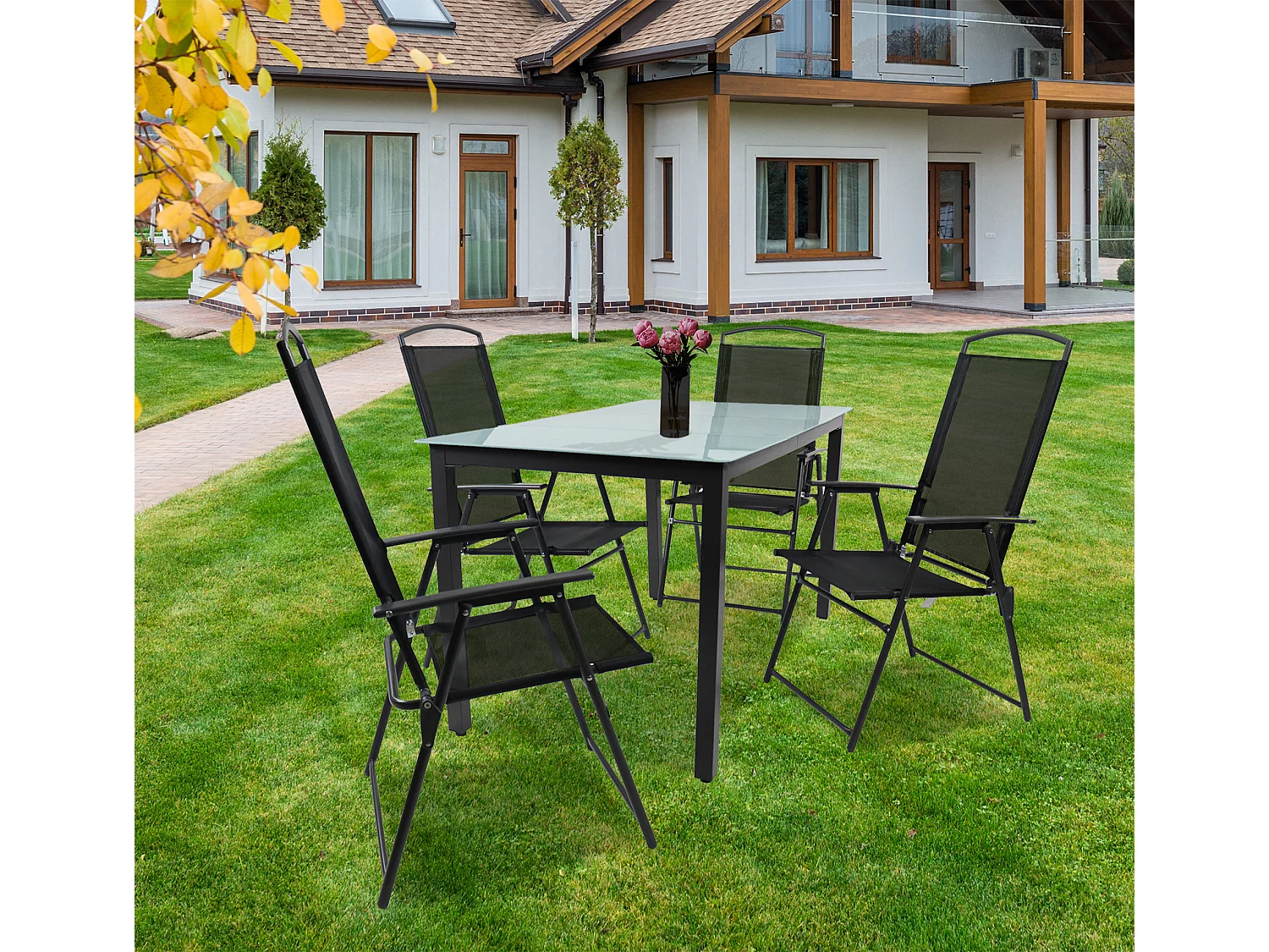 5-tlg Sitzgruppe Gartenmöbel Tisch Stühle Set 140M