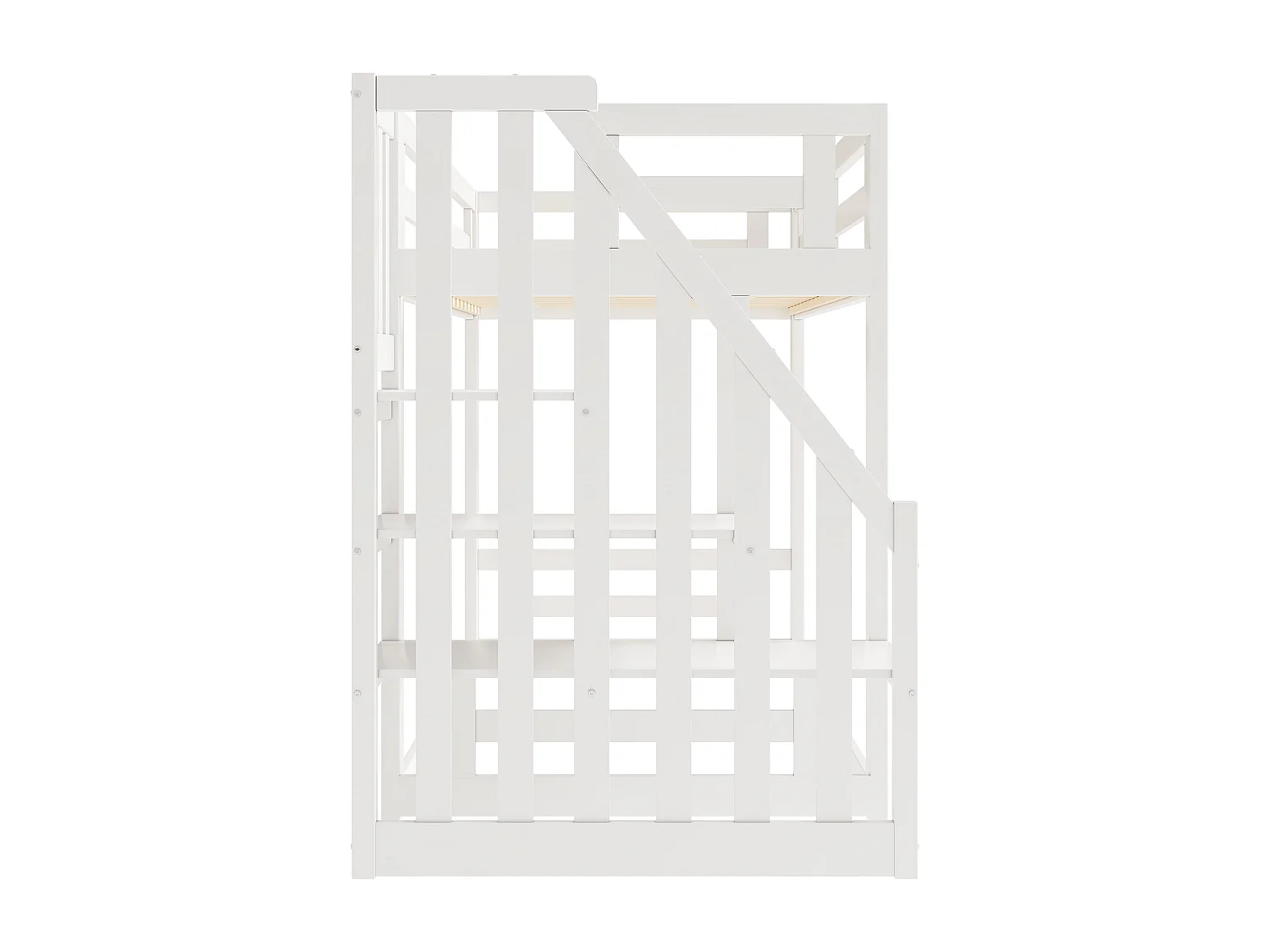 Letto a castello per bambini - 90 x 200 cm - con scaletta di sicurezza - legno + MDF - bianco