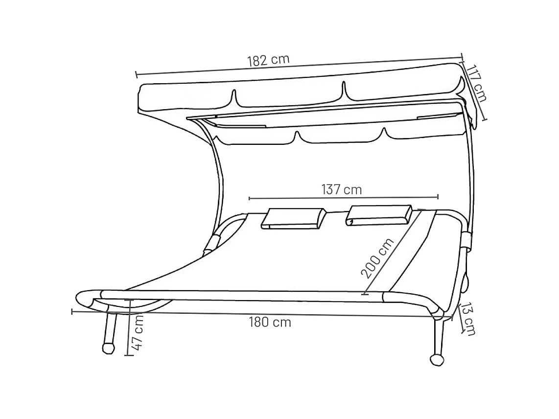 Sun lounger Bindox Red H. 137 x W. 180 x D. 200 cm