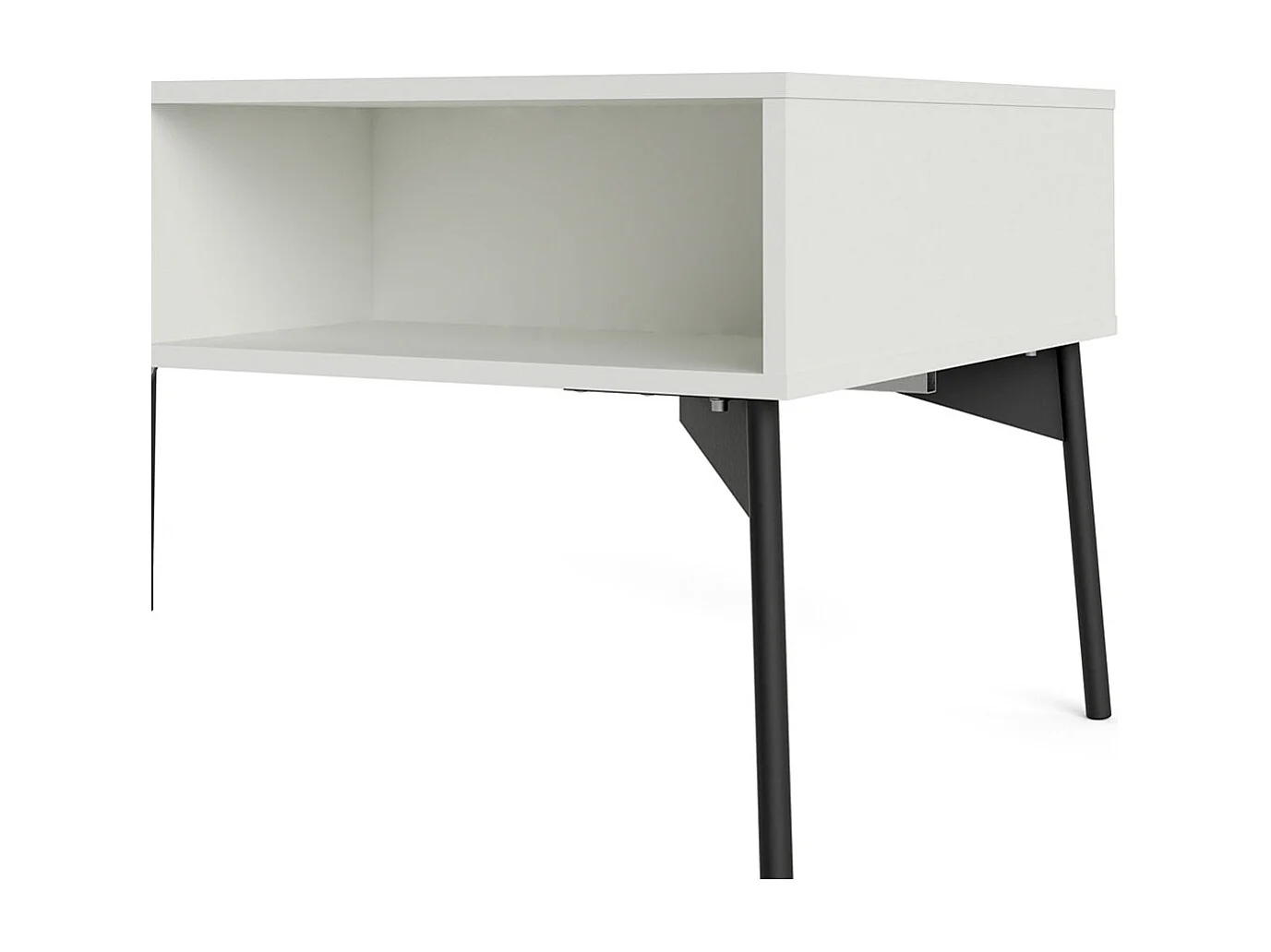 Elly Couchtisch 1 Schublade, 3 Einlegeböden mattweiß, grau.