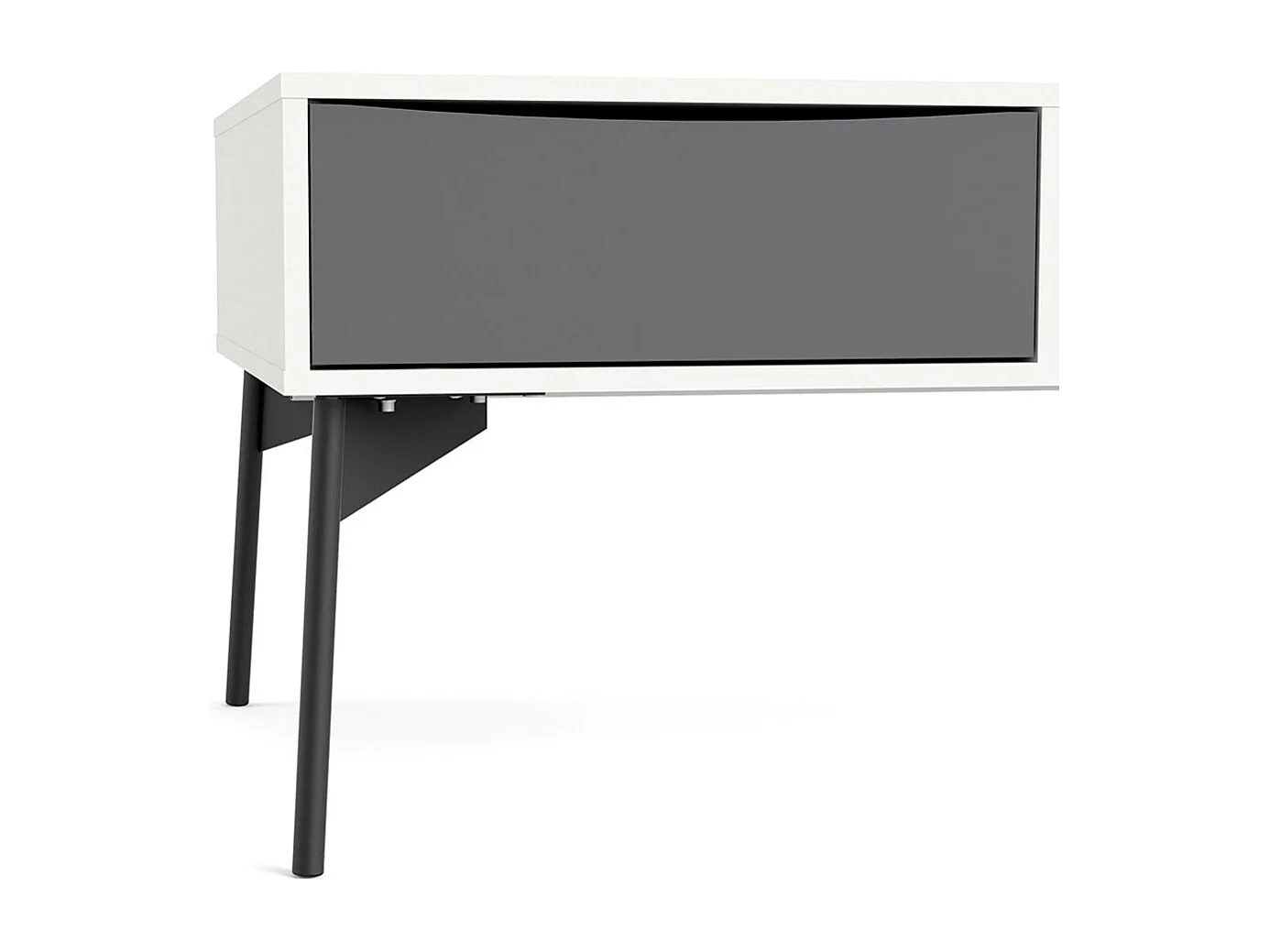 Elly Couchtisch 1 Schublade, 3 Einlegeböden mattweiß, grau.