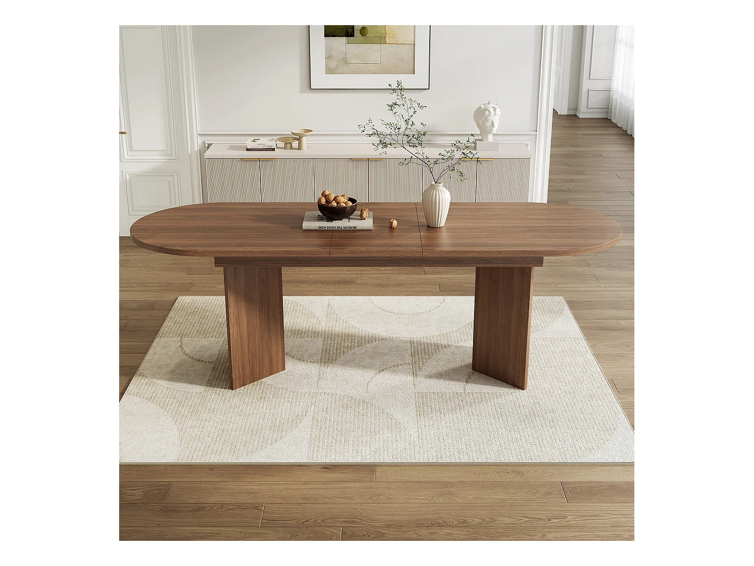 Table à manger extensible - 160/200 x 90 x 75 cm - pour 4 à 6 personnes - style simple - MDF - marron