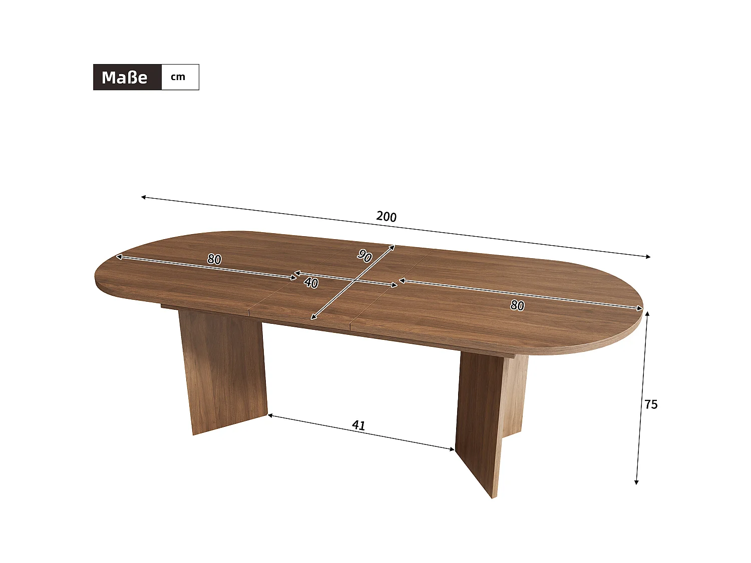 Table à manger extensible - 160/200 x 90 x 75 cm - pour 4 à 6 personnes - style simple - MDF - marron