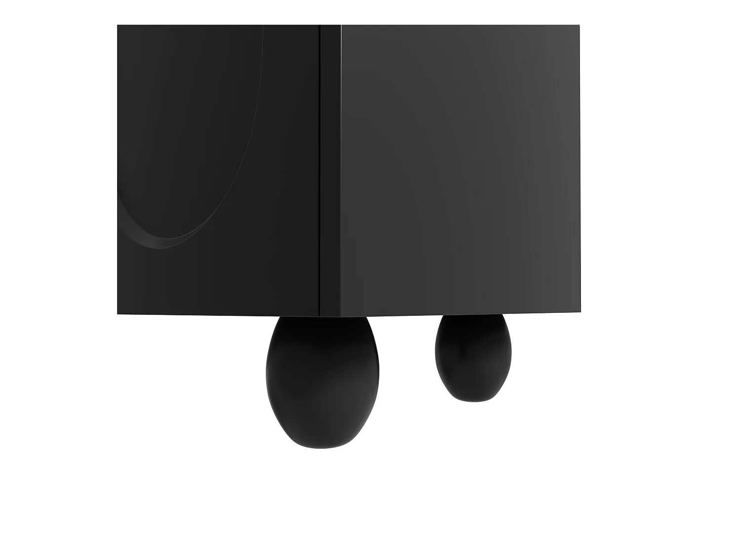 Meuble TV avec pieds en bois - 180 x 40 x 42 cm - avec 2 tiroirs + 4 portes - aggloméré - noir