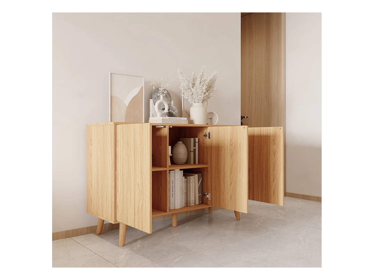 Aparador para Salón comedor en Color Roble Alba 120x40x76cm Renzo