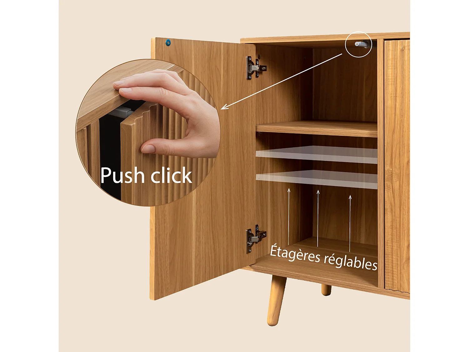 Bahut Buffet pour Salon Salle à manger en Coleur Chêne Alba 120x40x76cm Renzo