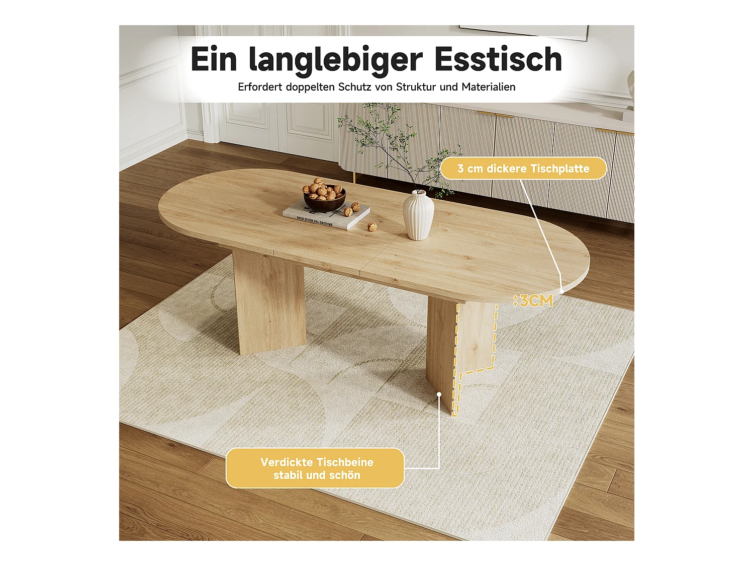 Table à manger extensible - 120/160 x 80 x 75.5 cm - pour 4 à 6 personnes - style simple - MDF - naturel