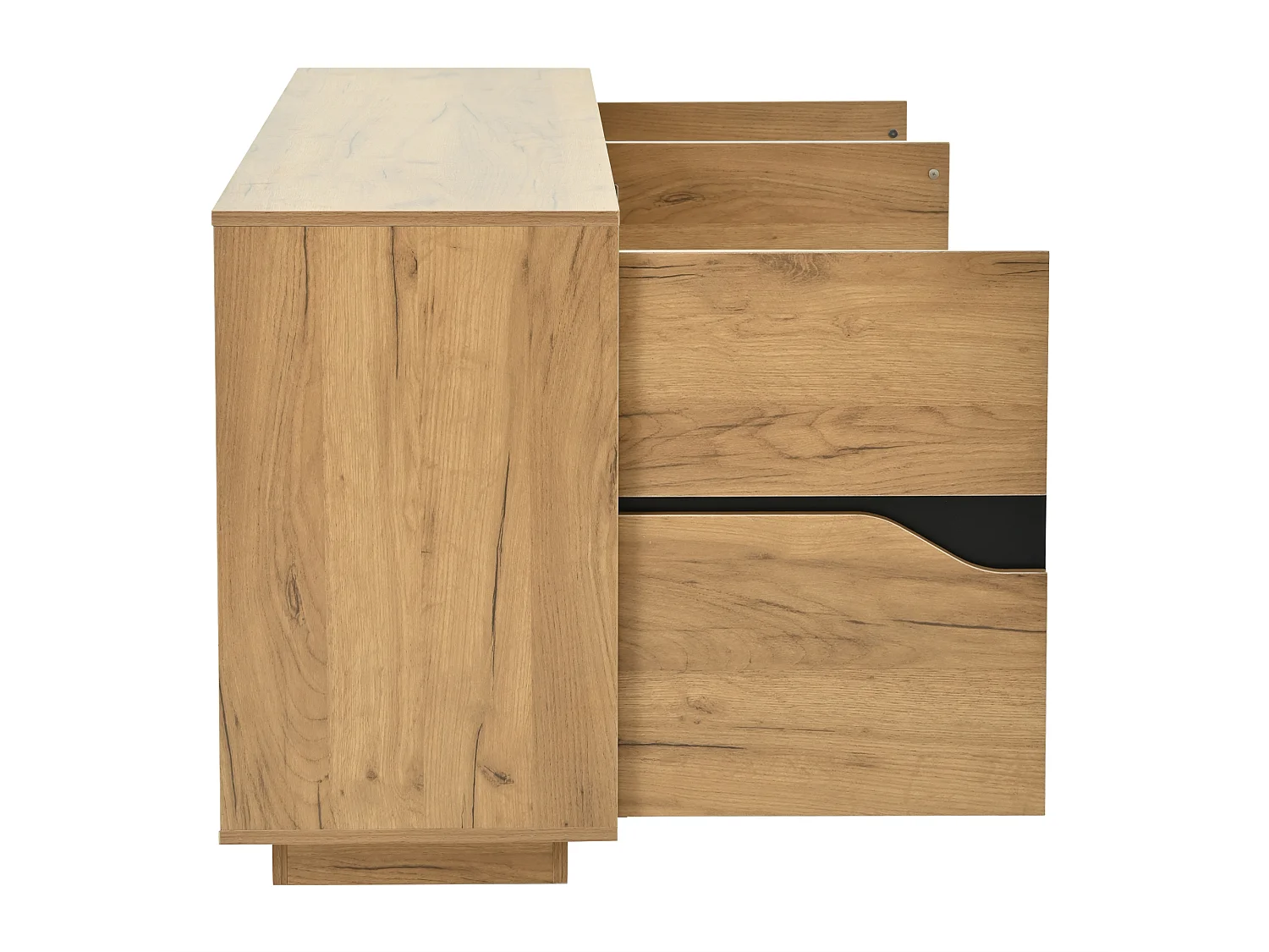 Skænk til stuen – 140 x 40 x 70 cm – 3 låger – skab ved siden af ​​sofaen – spånplade – finish i naturtræslook