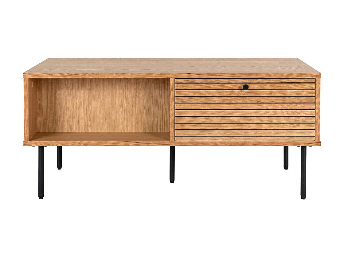 Babou laag TV-meubel 2 laden 2 nissen licht eikenhout-Kleur Beige