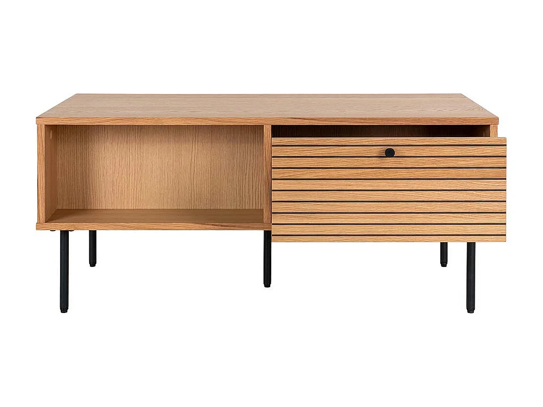 Babou laag TV-meubel 2 laden 2 nissen licht eikenhout-Kleur Beige