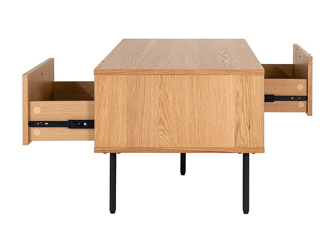 Babou laag TV-meubel 2 laden 2 nissen licht eikenhout-Kleur Beige