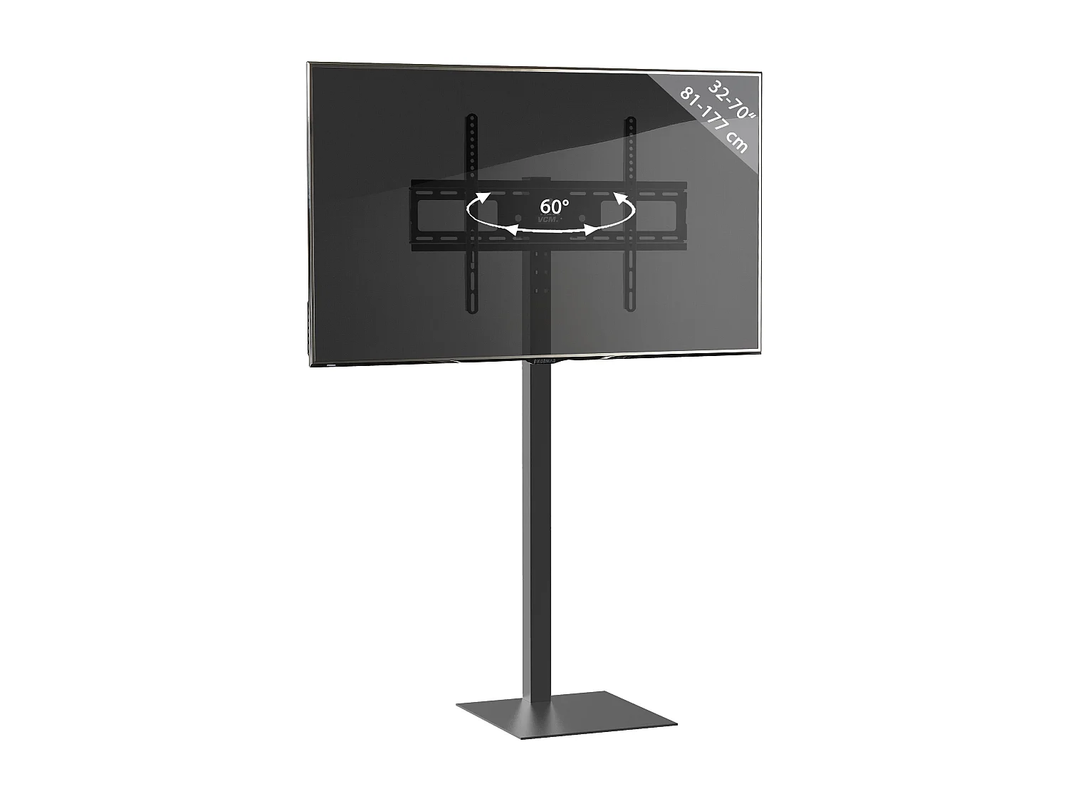 TV stand feet Zanta Black H. 112-124 x W. 64 x D. 38 cm