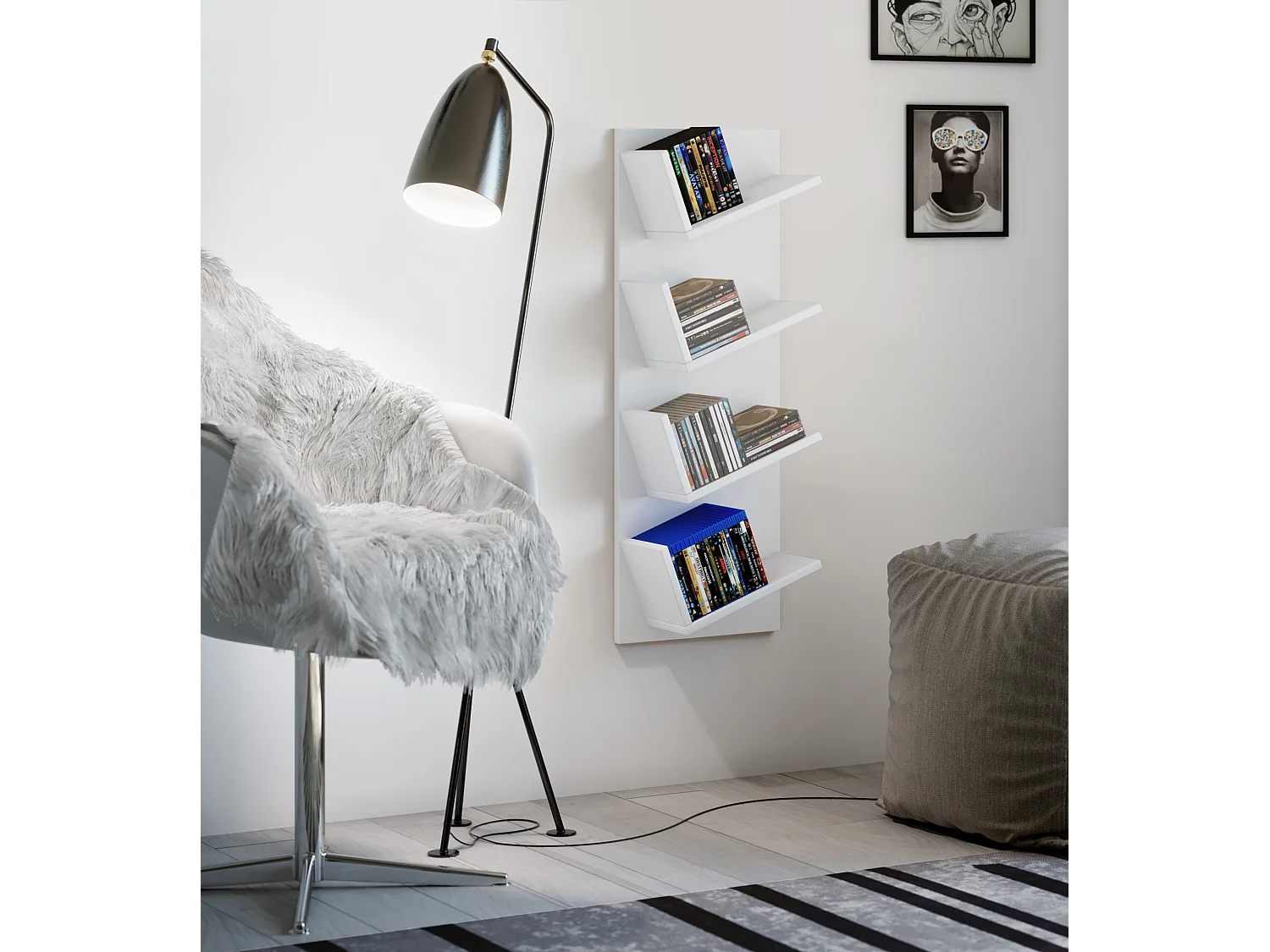 Wall Rack Lansi White H. 90 x W. 33 x D. 16 cm