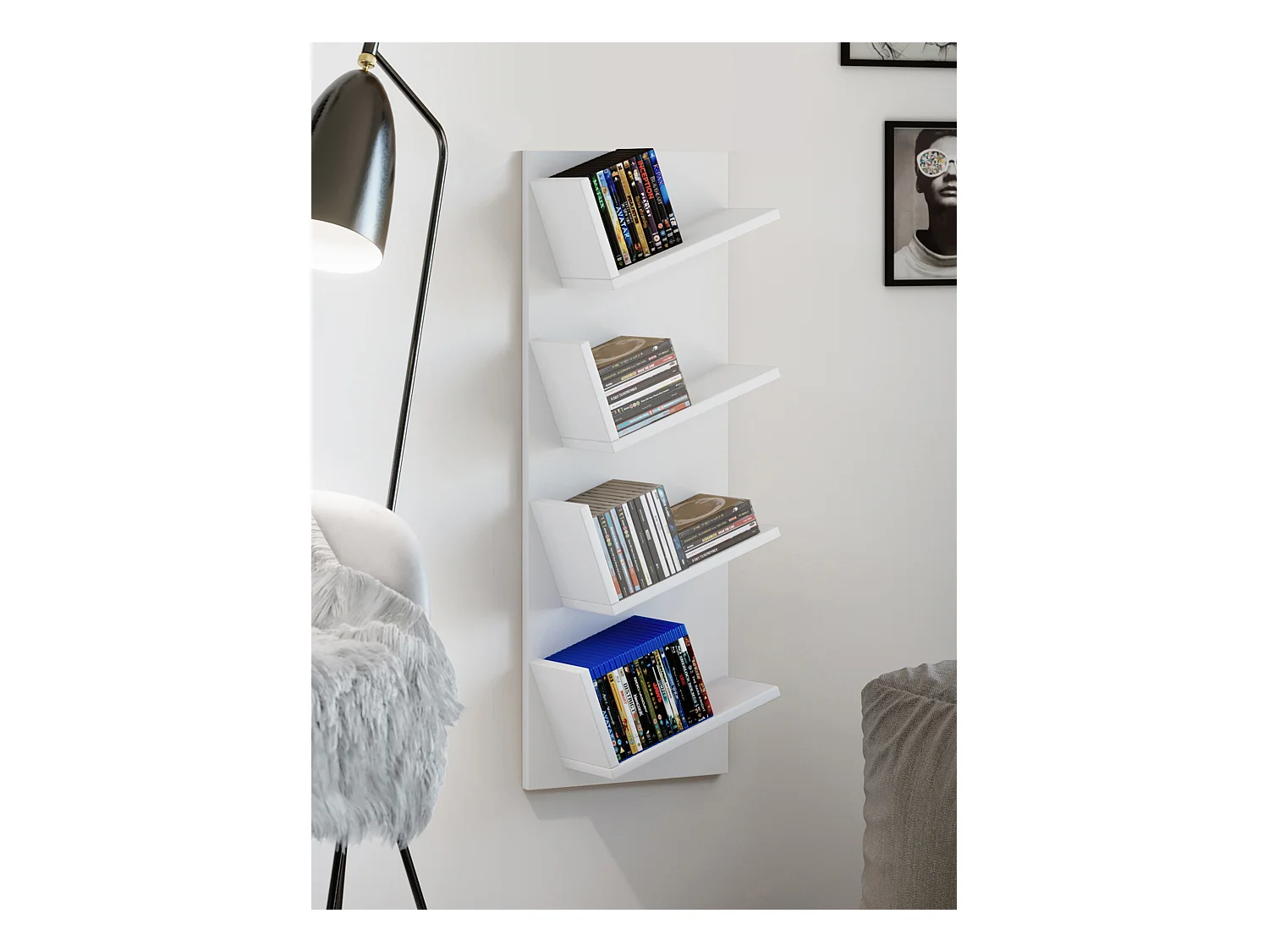 Wall Rack Lansi White H. 90 x W. 33 x D. 16 cm