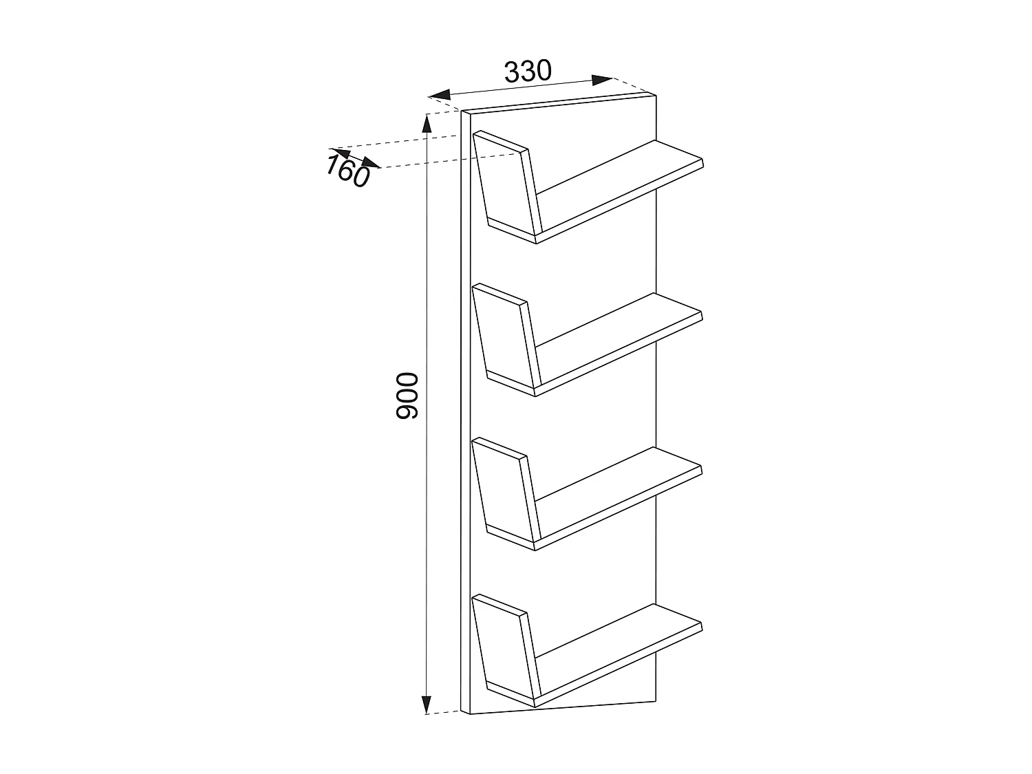 Wall Rack Lansi White H. 90 x W. 33 x D. 16 cm