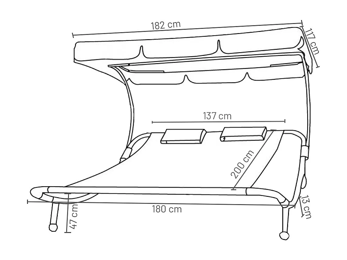 Sun lounger Bindox Cream H. 137 x W. 180 x D. 200 cm