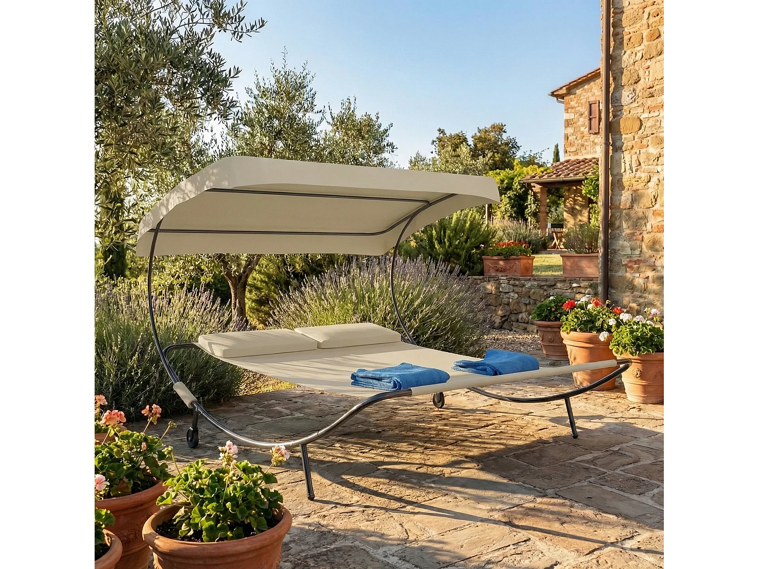Sun lounger Bindox Cream H. 137 x W. 180 x D. 200 cm