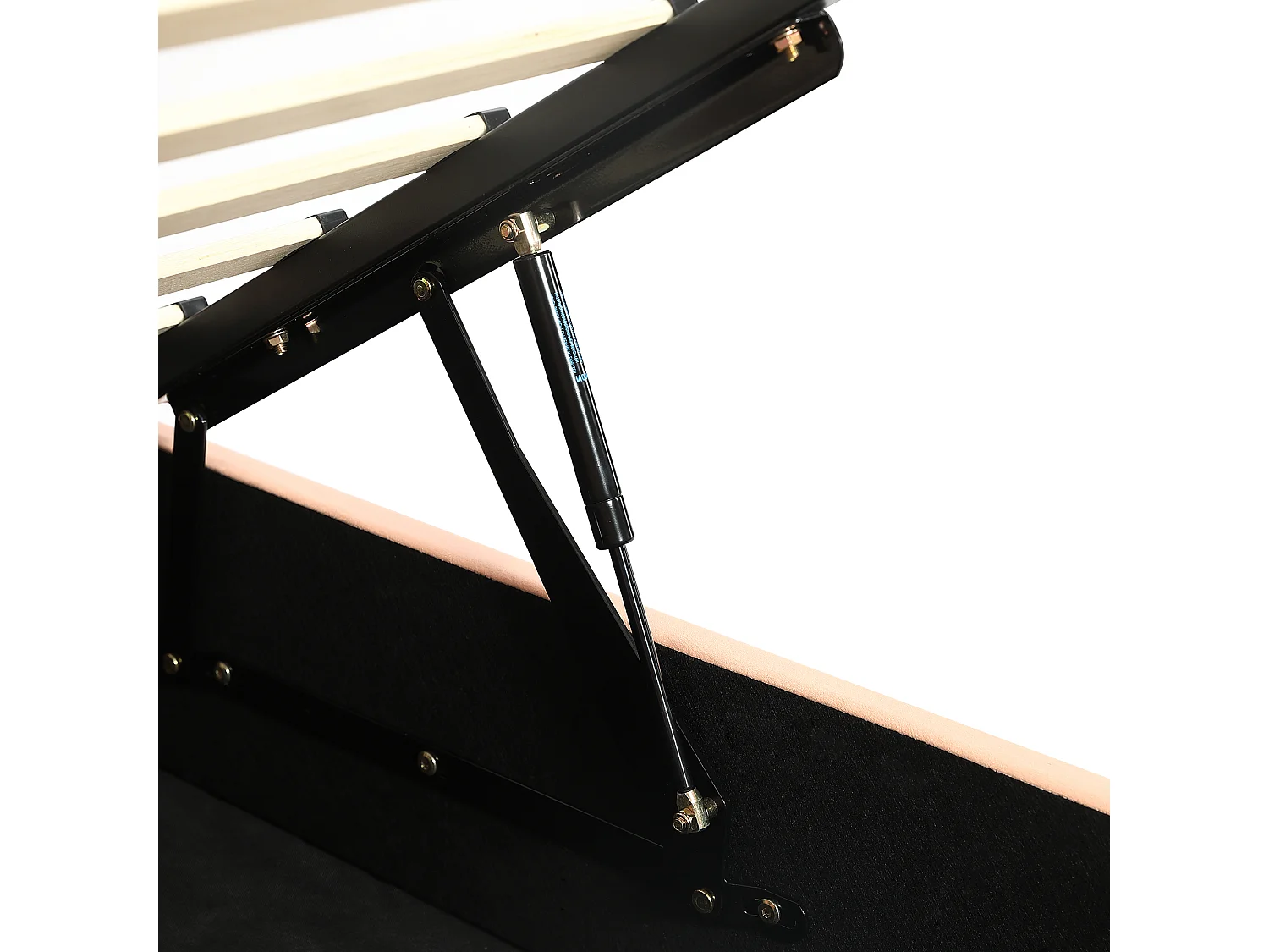 Lit coffre pour enfants 90x200cm - tête de lit en forme de lapin - clôture de gauche - avec sommier à lattes - velours + contreplaqué - Rose