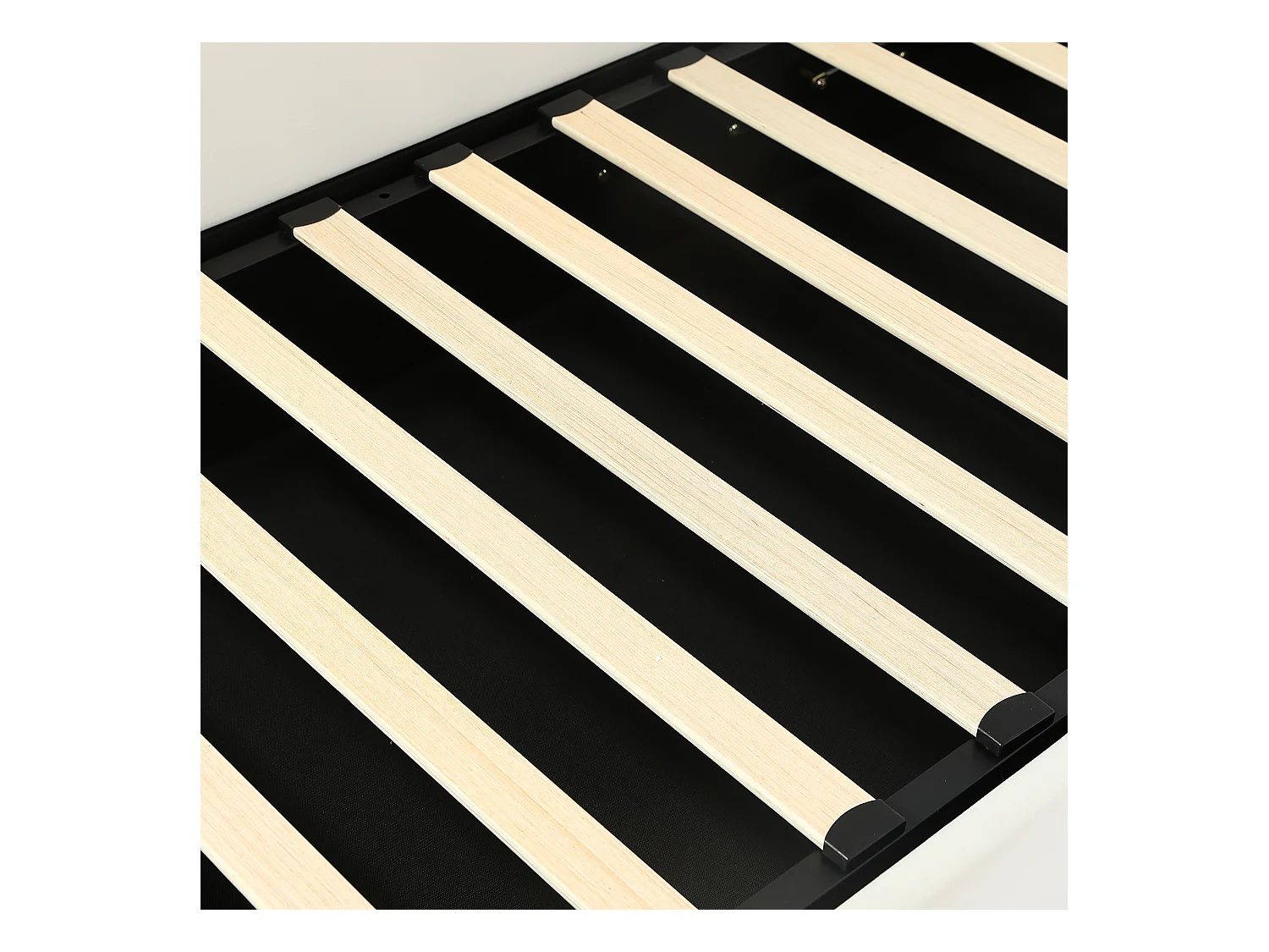 Lit coffre pour enfants 90x200cm - tête de lit en forme de chat - clôture de gauche - avec sommier à lattes - velours + contreplaqué - Beige