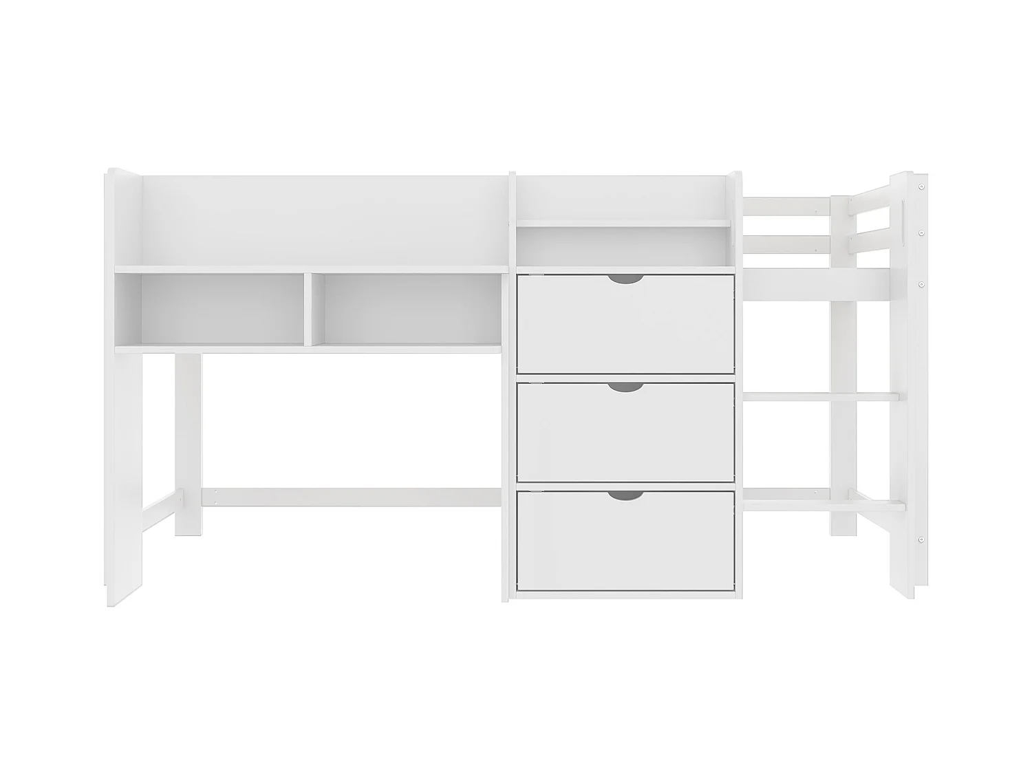 Lit enfant 90x200 cm - avec rangements - avec petite échelle - blanc (matelas non inclus)