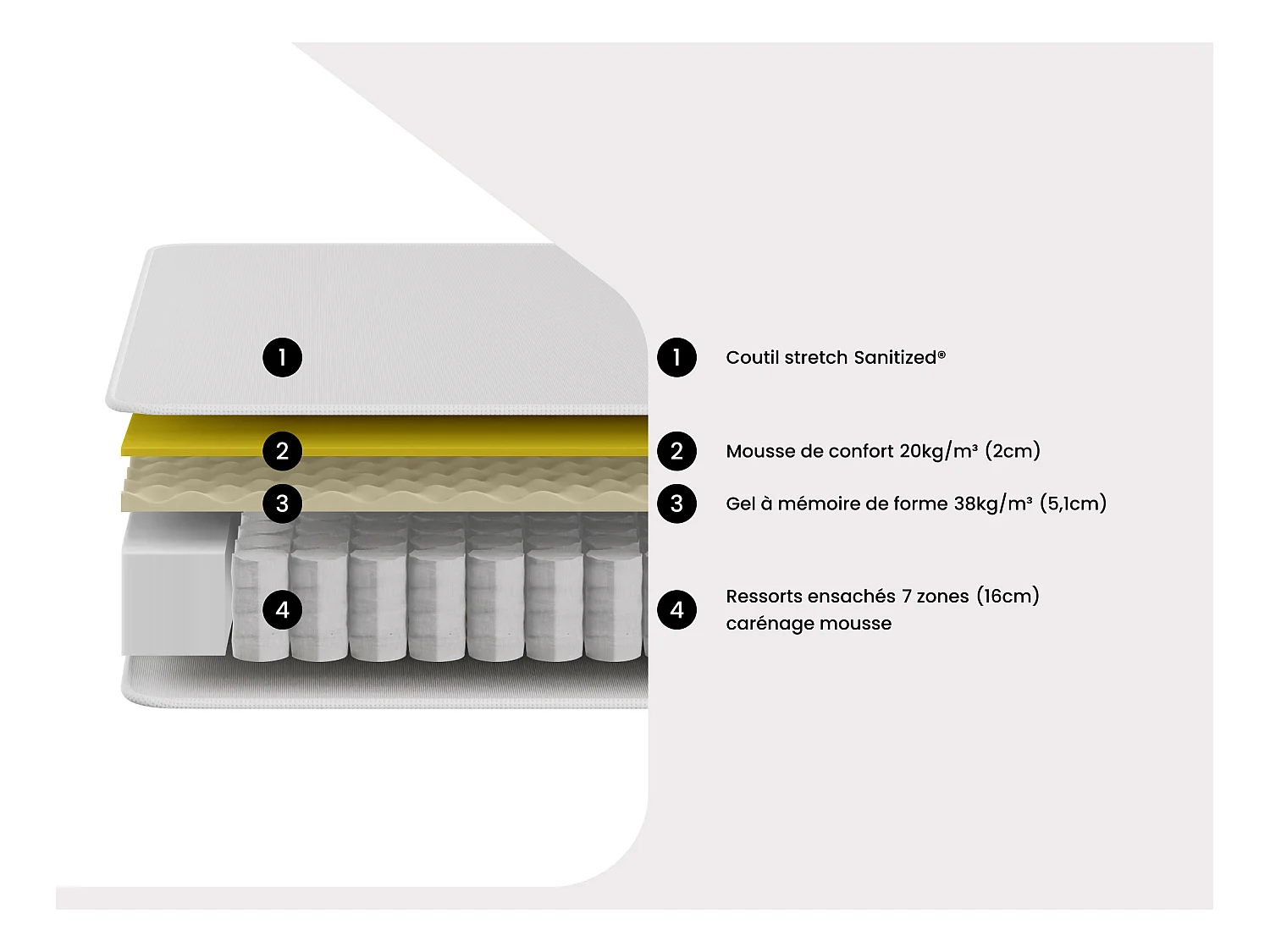 Ensemble 140 x 190 cm sommier coffre naturel clair + matelas ressorts ensachés 7 zones et accueil gel à mémoire de forme ép.23cm - VARNO de YSMÉE