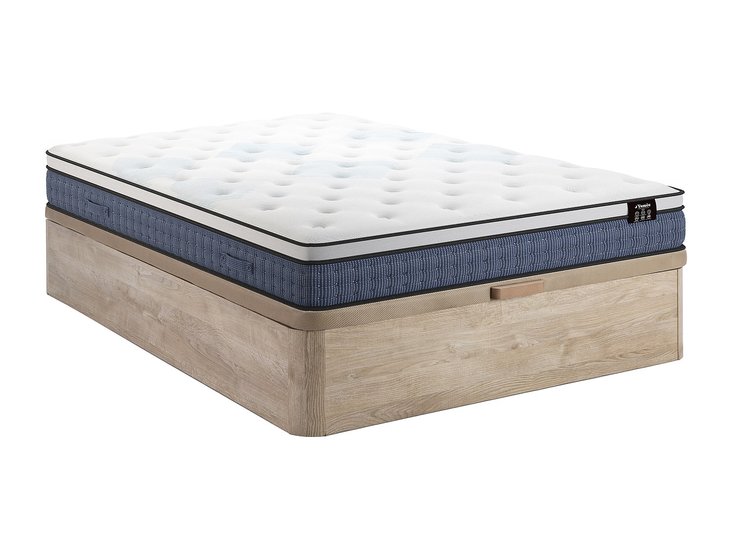 Bett-Set 160x200 cm - Bettkasten Natur hell + Taschenfederkernmatratze 7 Zo günstig online kaufen