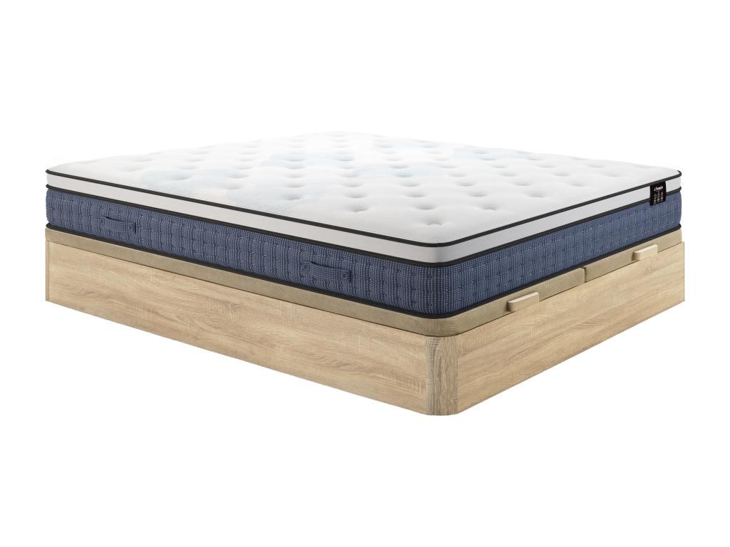 Bett-Set 180x200 cm - Bettkasten Natur hell + Taschenfederkernmatratze 7 Zo günstig online kaufen