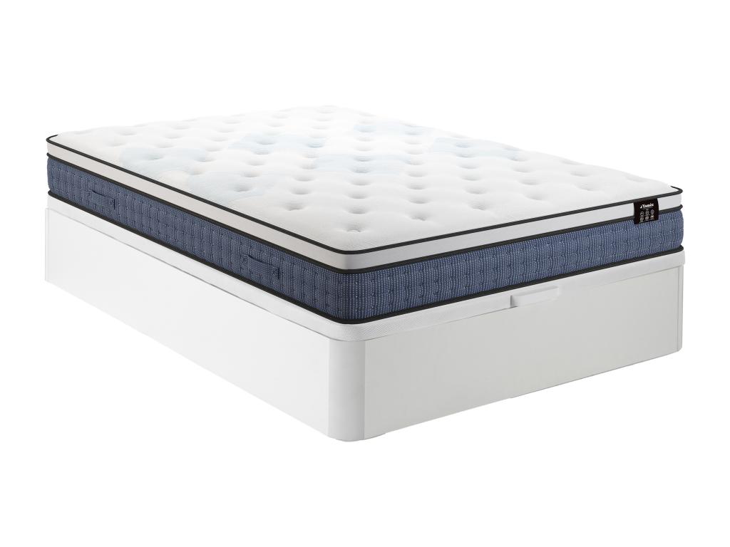 Bett-Set 160x200 cm - Bettkasten Weiß + Taschenfederkernmatratze 7 Zonen + günstig online kaufen