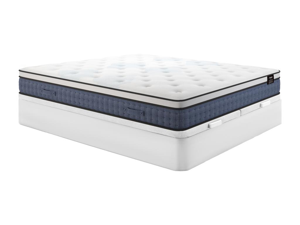 Bett-Set 180x200 cm - Bettkasten Weiß + Taschenfederkernmatratze 7 Zonen + günstig online kaufen